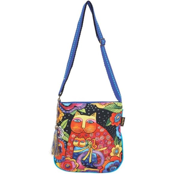 Laurel Burch Cotton Canvas Crossbody - Mother Daughter In Flowers NWT - Picture 1 of 3